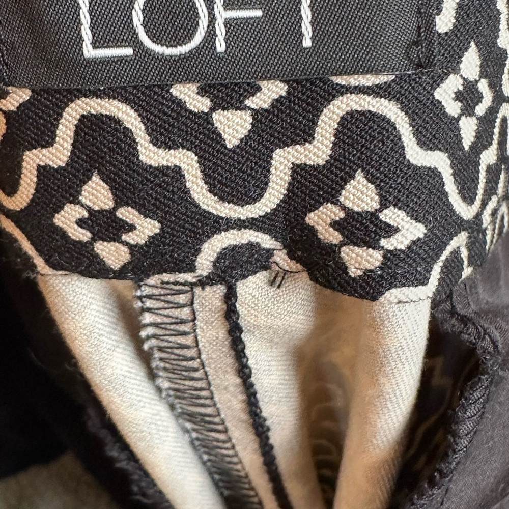 Loft Marissa Skinny Black/Tan Woven Geometric Pattern Classic Career Pants Sz 8 - Picture 5 of 10